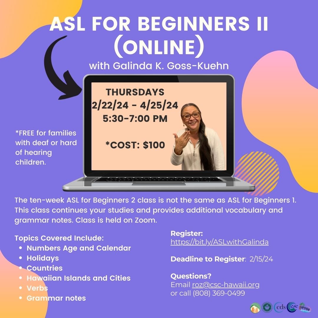 ASL for Beginners II Flyer
